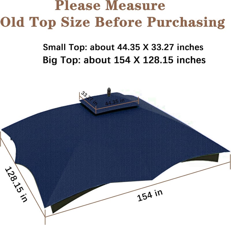 SCOCANOPY Ripstop Replacement Top for Lowe's Allen Roth 10X12 Gazebo Model #GF-12S004B-1/ GF-12S004BTO/TPGAZ17-002C，(Navy Blue) - Image 3
